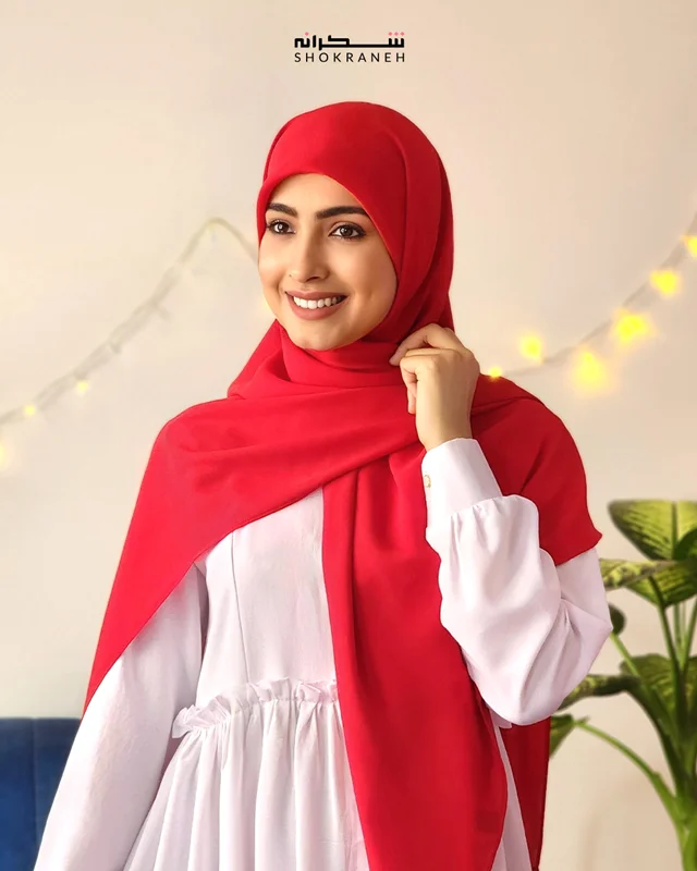روسری کرپحریر قرمز
