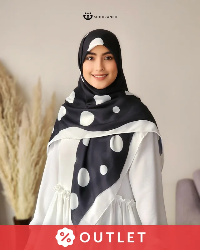 روسری خال دار مشکی 1004 (Outlet)