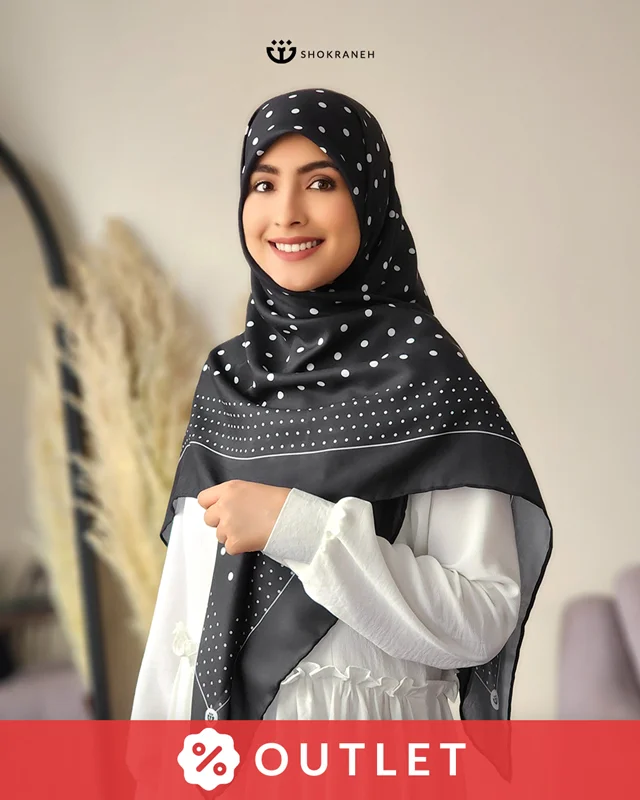 روسری خال دار مشکی 1003 (Outlet)