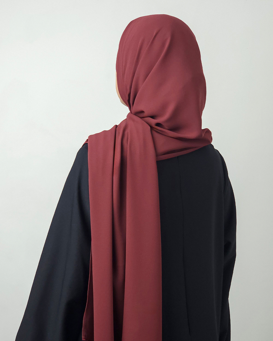 شال ساده کرپ حریر سماقی