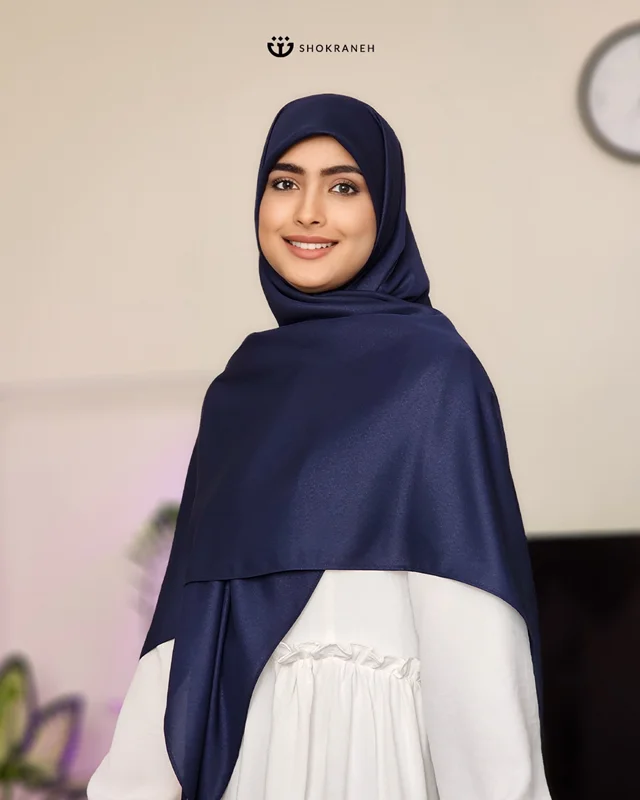 روسری کرپحریر شاین سرمه ای