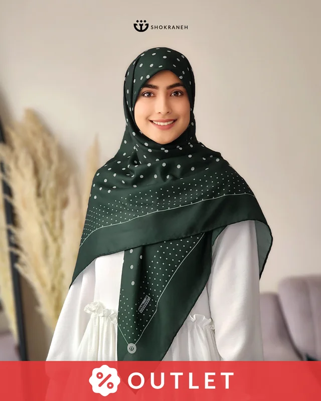 روسری خال دار زمردی 1003 (Outlet)