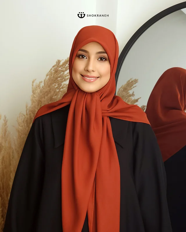 روسری کرپحریر آجری