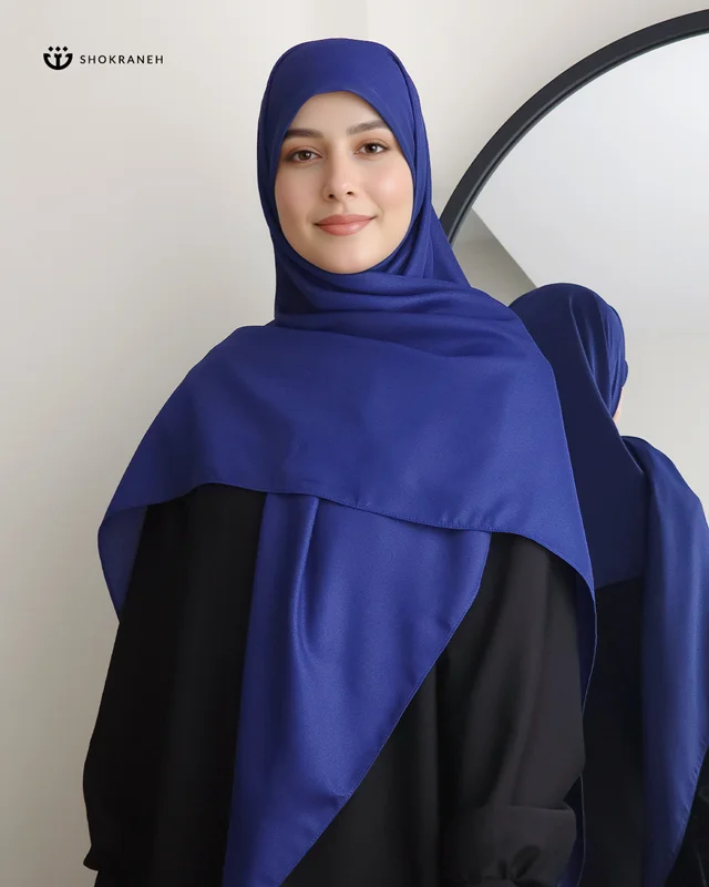 روسری کرپحریر شاین آبی کاربنی