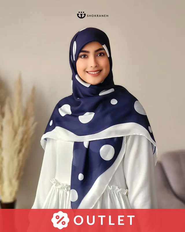 روسری خال دار سرمه ای 1004 (Outlet)