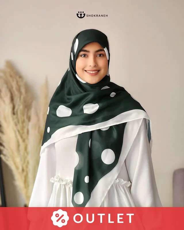 روسری خال دار زمردی 1004 (Outlet)