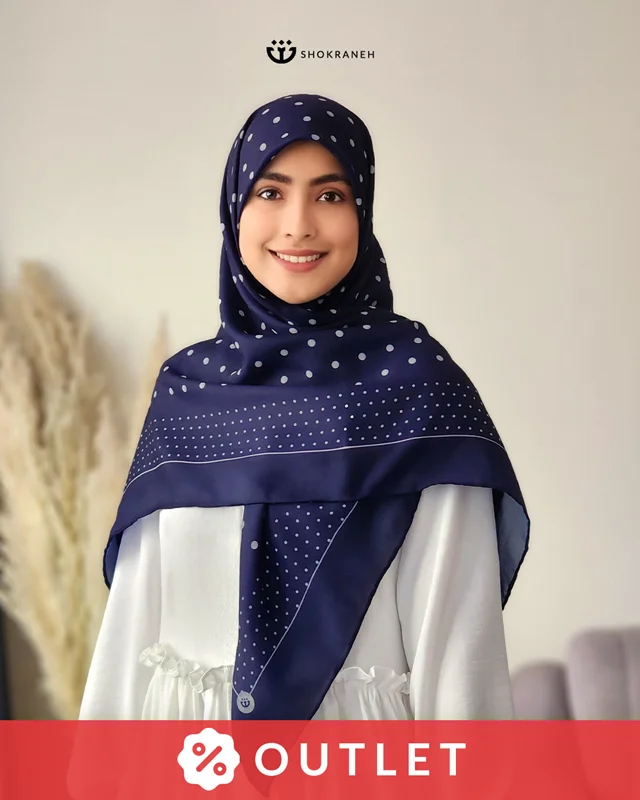روسری خال دار سرمه ای 1003 (Outlet)