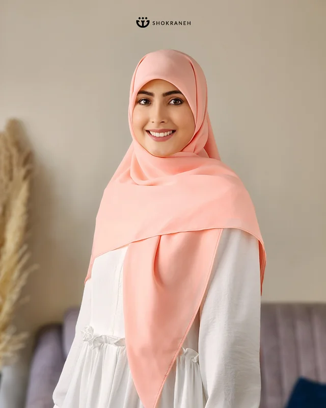 روسری کرپ حریر گلبهی