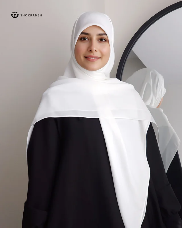 روسری کرپحریر شاین سفید