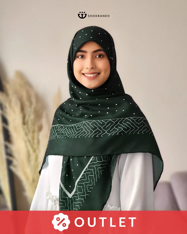 روسری خال دار زمردی 1005 (Outlet)